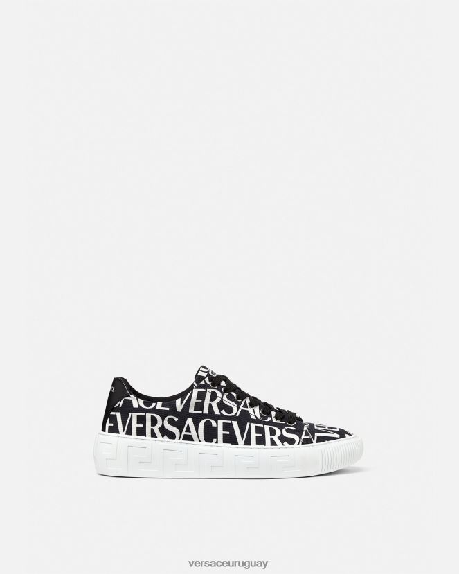 Versace zapatillas con greca en toda la prenda hombres negro y estampado zapato H88R0H1550