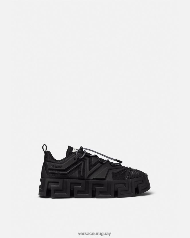 Versace zapatillas con greca laberinto hombres negro zapato H88R0H1560