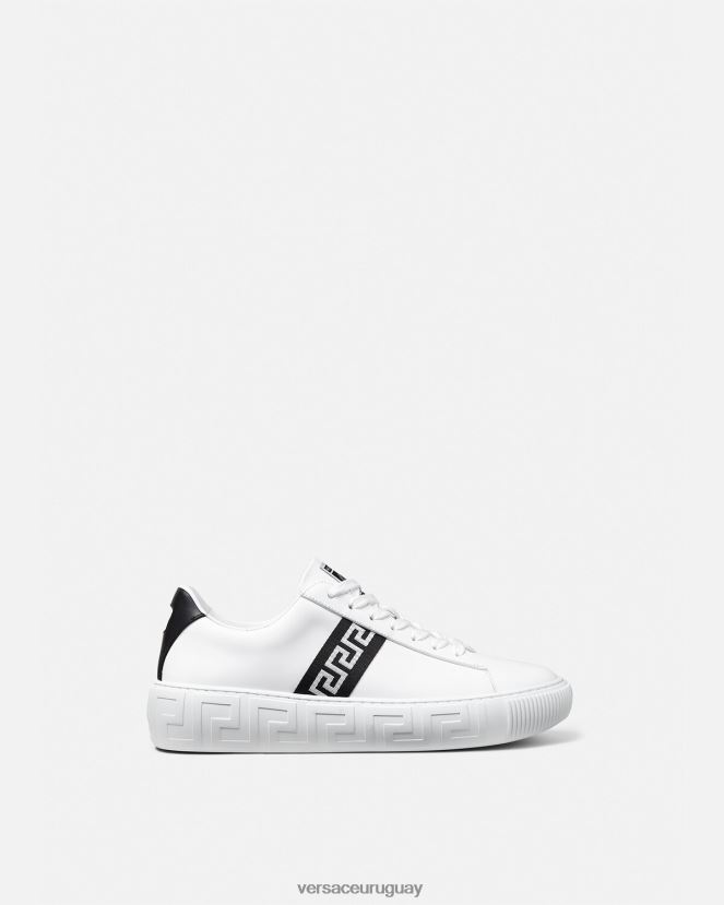 Versace zapatillas con grecas hombres blanco negro zapato H88R0H1551