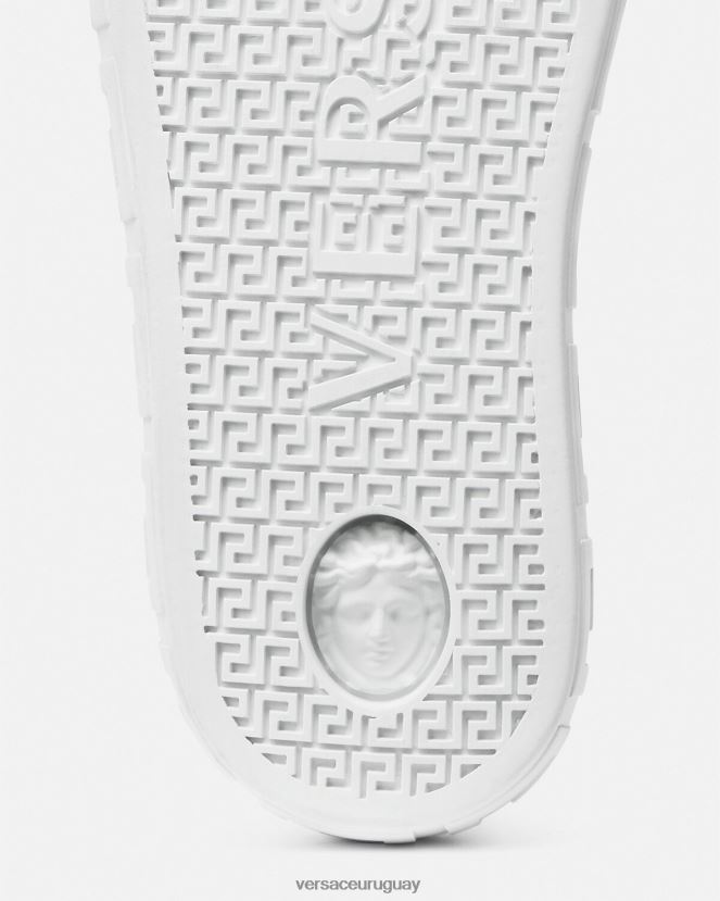 Versace zapatillas con logo Greca hombres Oro blanco zapato H88R0H1549