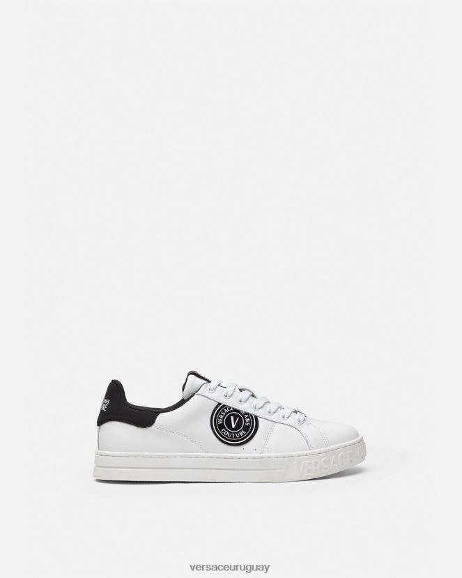 Versace zapatillas con logo y emblema en V Court 88 hombres blanco negro zapato H88R0H2452