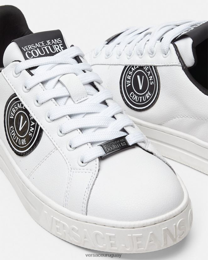 Versace zapatillas con logo y emblema en V Court 88 hombres blanco negro zapato H88R0H2452