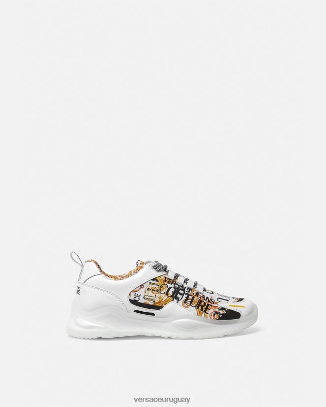 Versace zapatillas de alta costura con logo Levion hombres oro y blanco zapato H88R0H2456