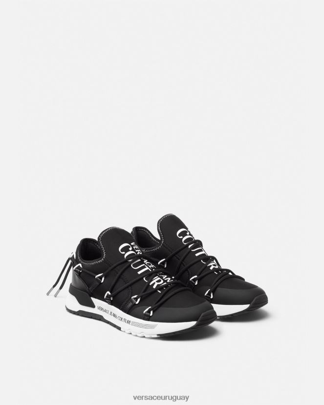 Versace zapatillas dinámicas hombres negro y estampado zapato H88R0H2445