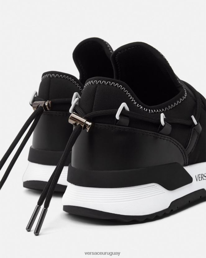 Versace zapatillas dinámicas hombres negro y estampado zapato H88R0H2445
