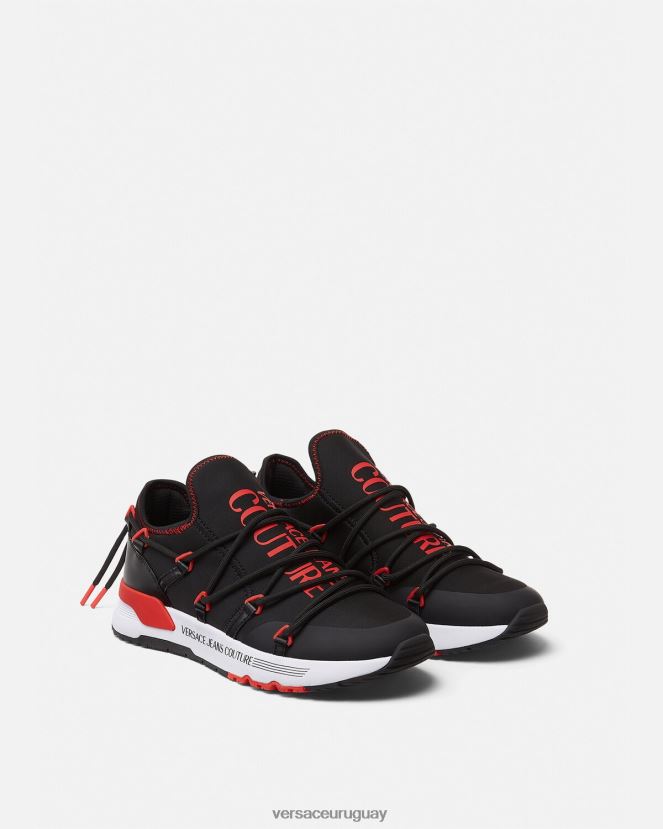 Versace zapatillas dinámicas hombres negro y rojo zapato H88R0H2454