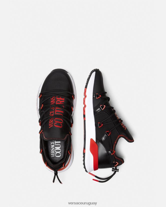 Versace zapatillas dinámicas hombres negro y rojo zapato H88R0H2454