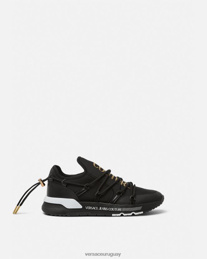 Versace zapatillas dinámicas hombres oro negro zapato H88R0H2446