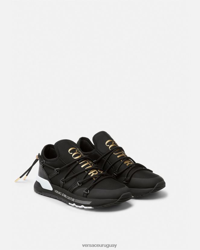 Versace zapatillas dinámicas hombres oro negro zapato H88R0H2446