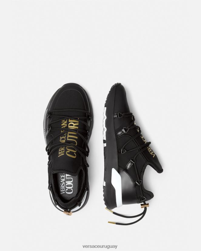 Versace zapatillas dinámicas hombres oro negro zapato H88R0H2446