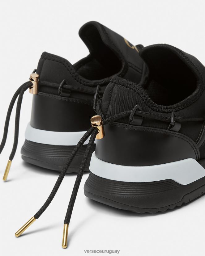 Versace zapatillas dinámicas hombres oro negro zapato H88R0H2446