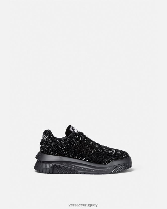 Versace zapatillas odissea con cristales hombres negro zapato H88R0H1535