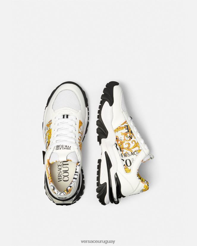 Versace zapatillas trail trek de alta costura con logo hombres oro y blanco zapato H88R0H2465
