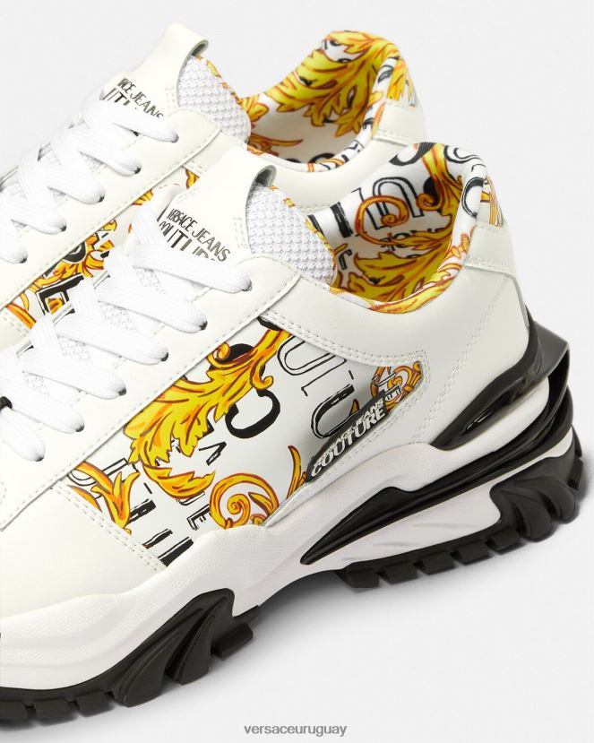 Versace zapatillas trail trek de alta costura con logo hombres oro y blanco zapato H88R0H2465