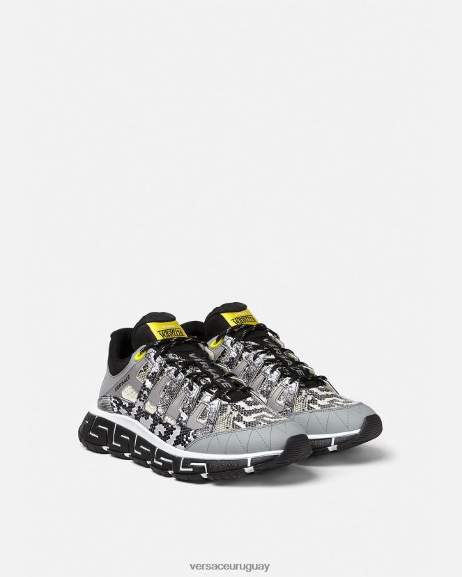 Versace zapatillas trigreca con estampado de pitón hombres negro y estampado zapato H88R0H1543