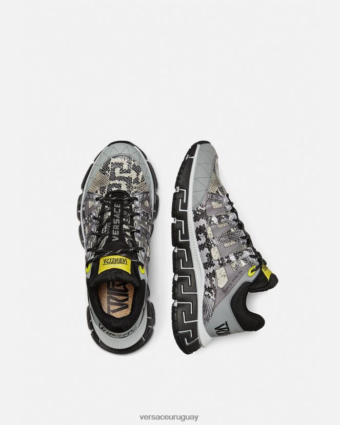Versace zapatillas trigreca con estampado de pitón hombres negro y estampado zapato H88R0H1543