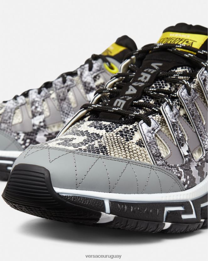 Versace zapatillas trigreca con estampado de pitón hombres negro y estampado zapato H88R0H1543
