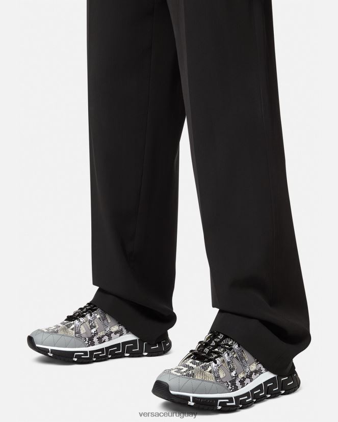 Versace zapatillas trigreca con estampado de pitón hombres negro y estampado zapato H88R0H1543