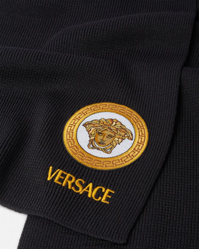 Versace bufanda de punto con logo de Medusa mujer negro accesorios H88R0H927