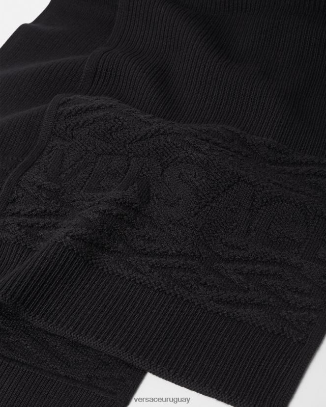 Versace bufanda de punto con logo de la greca mujer negro accesorios H88R0H926