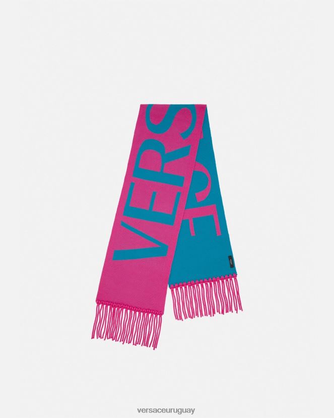 Versace bufanda de punto con logo en jacquard mujer fucsia y azul accesorios H88R0H934