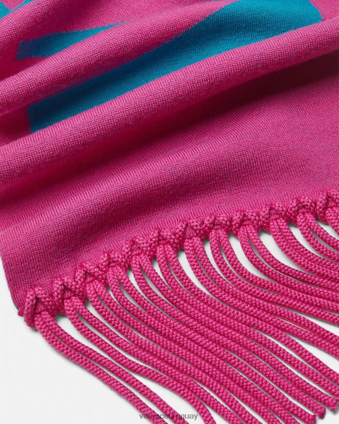 Versace bufanda de punto con logo en jacquard mujer fucsia y azul accesorios H88R0H934