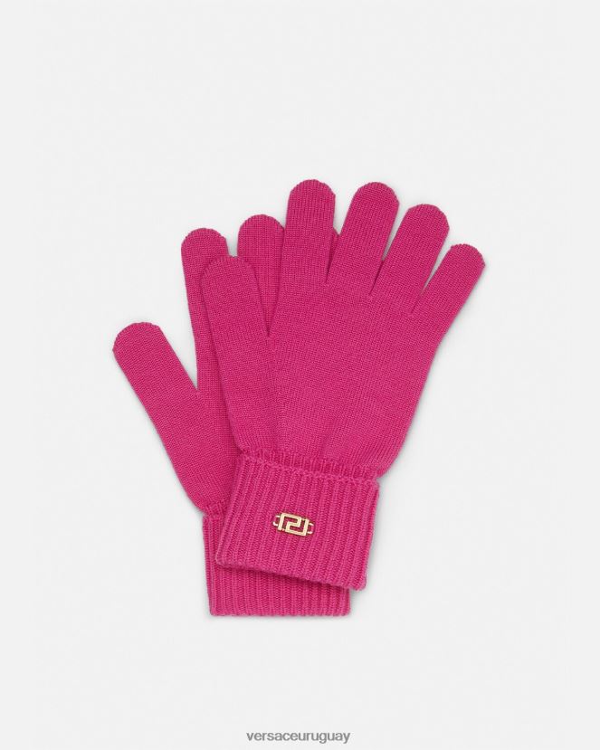 Versace guantes de punto con greca mujer fucsia accesorios H88R0H876