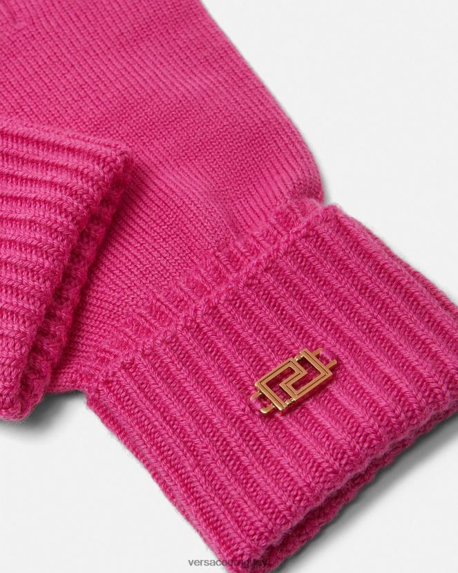 Versace guantes de punto con greca mujer fucsia accesorios H88R0H876