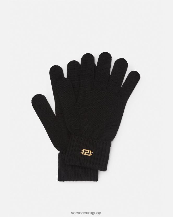 Versace guantes de punto con greca mujer negro accesorios H88R0H875