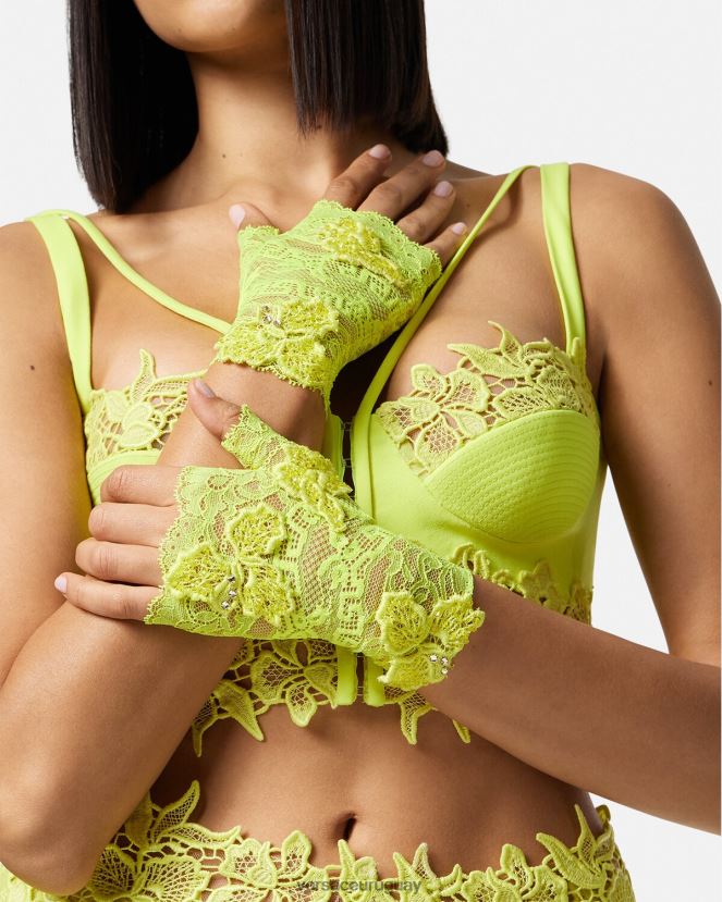 Versace guantes sin dedos con encaje bordado mujer cal accesorios H88R0H914