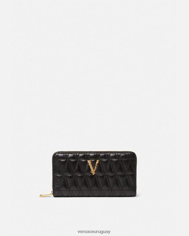 Versace billetera continental virtus mujer negro accesorios H88R0H576