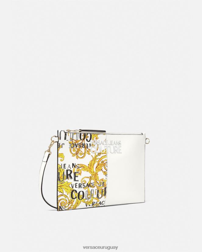 Versace bolsa de alta costura con logo mujer oro y blanco accesorios H88R0H2348