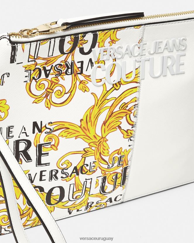 Versace bolsa de alta costura con logo mujer oro y blanco accesorios H88R0H2348
