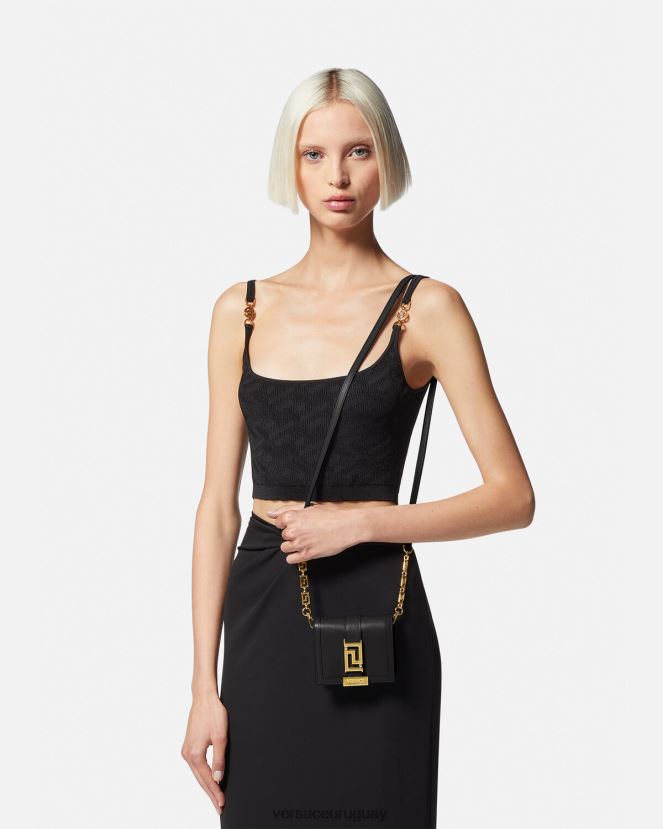 Versace cartera con cadena de diosa Greca mujer negro accesorios H88R0H563