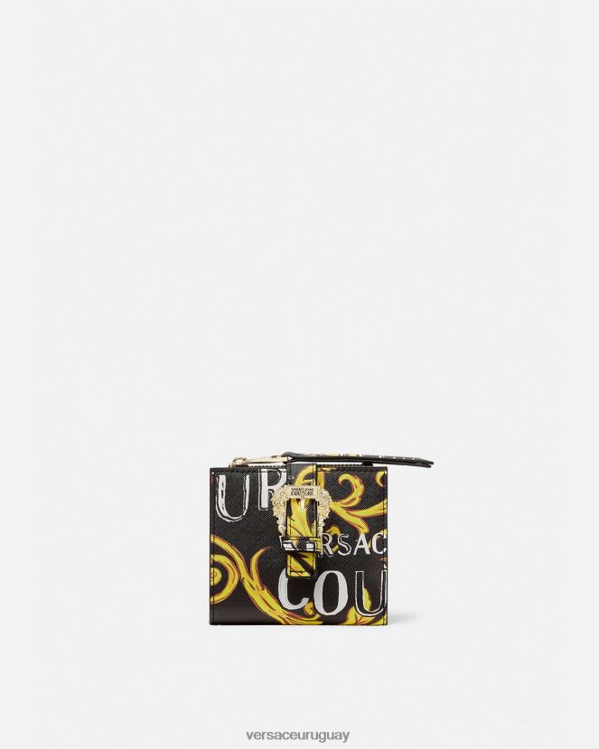 Versace cartera con logo couture1 mujer oro negro accesorios H88R0H2343