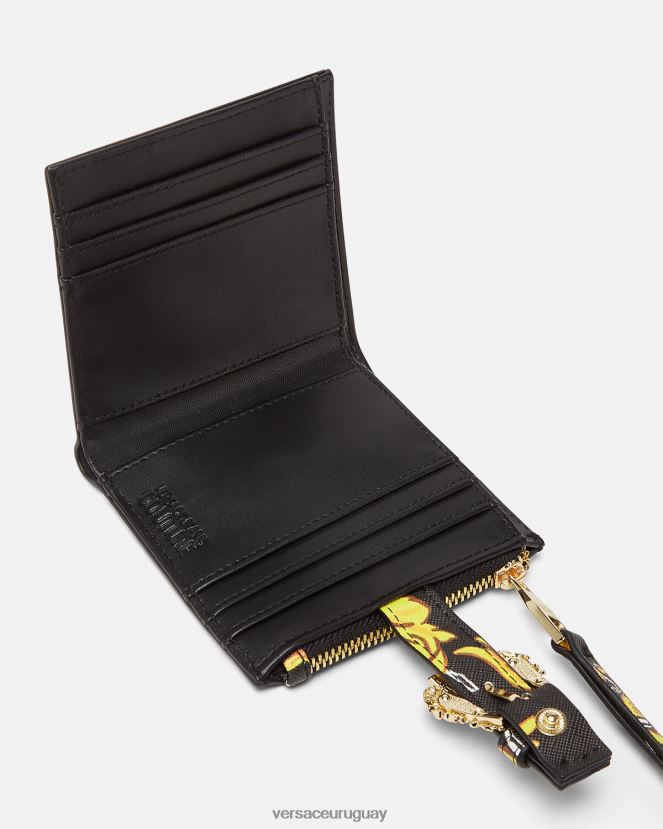 Versace cartera con logo couture1 mujer oro negro accesorios H88R0H2343