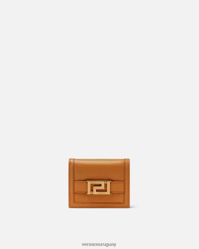 Versace cartera plegable con Greca Diosa mujer caramelo accesorios H88R0H555