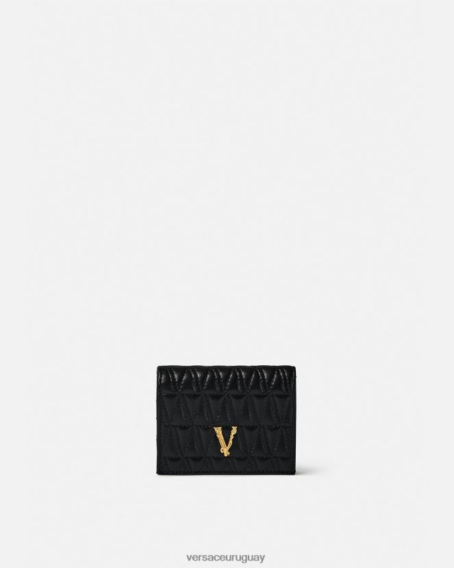 Versace cartera plegable virtus acolchada mujer negro accesorios H88R0H577