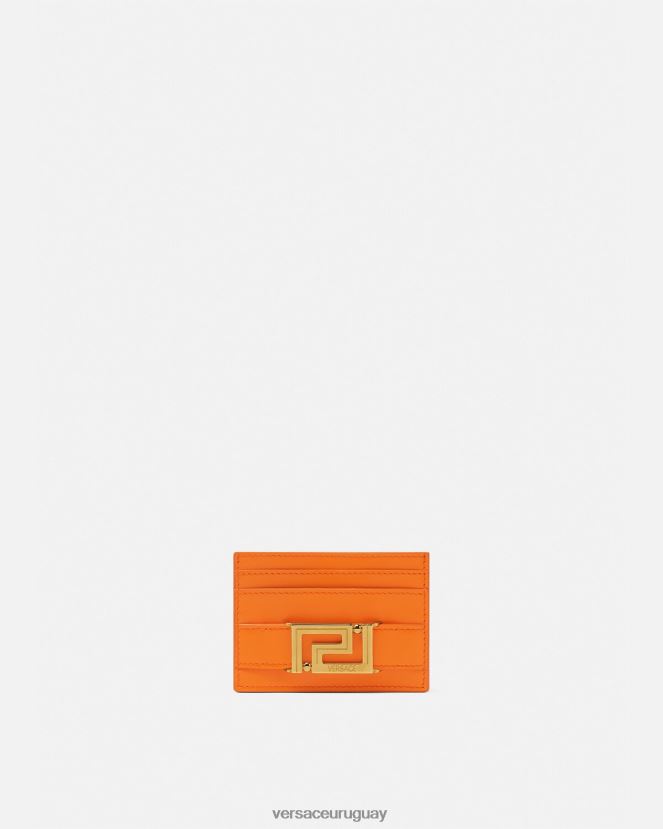 Versace tarjetero con diosa Greca mujer naranja accesorios H88R0H557