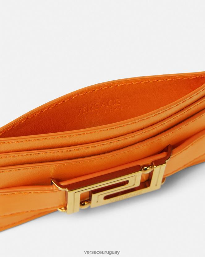 Versace tarjetero con diosa Greca mujer naranja accesorios H88R0H557