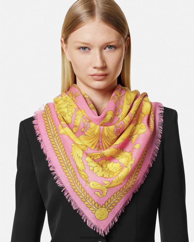 Versace chal barroco en mezcla de cachemir mujer rosa accesorios H88R0H887