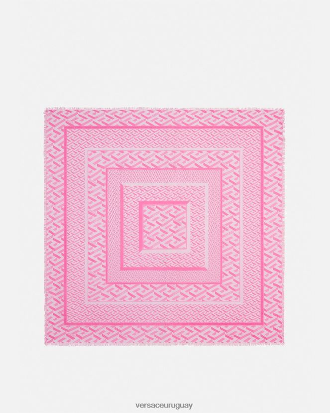 Versace chal con flecos la greca mujer rosa accesorios H88R0H925