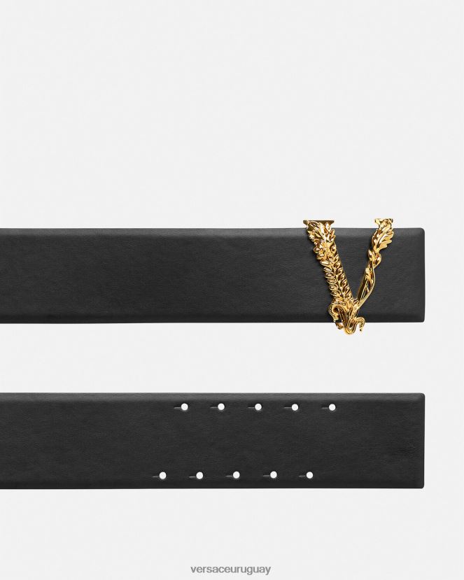Versace cinturón ancho virtus de piel mujer negro accesorios H88R0H542