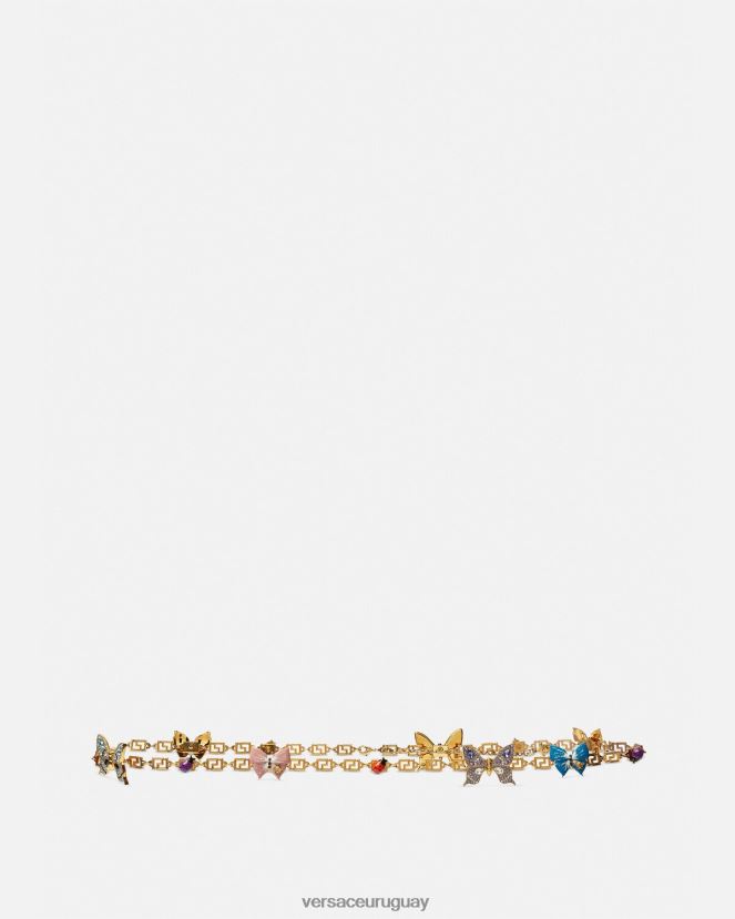 Versace cinturón con cadena Greca y mariposas de cristal mujer oro accesorios H88R0H513