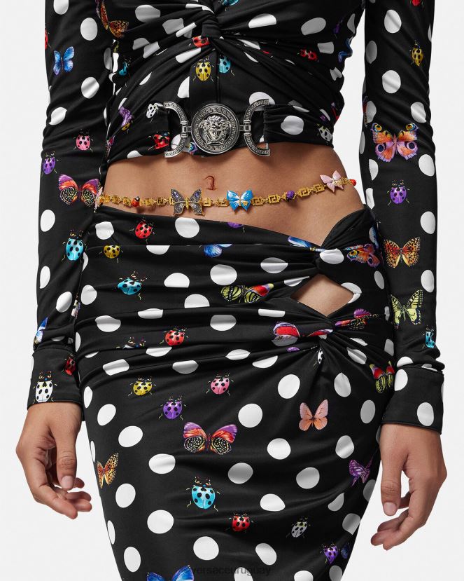 Versace cinturón con cadena Greca y mariposas de cristal mujer oro accesorios H88R0H513