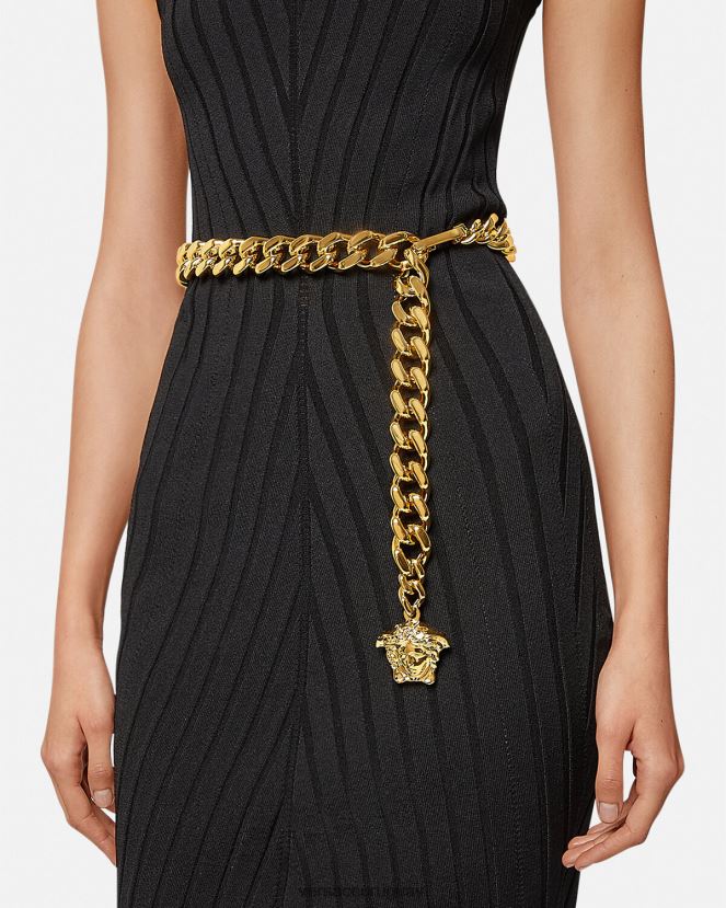 Versace cinturón con cadena de medusa mujer oro accesorios H88R0H544