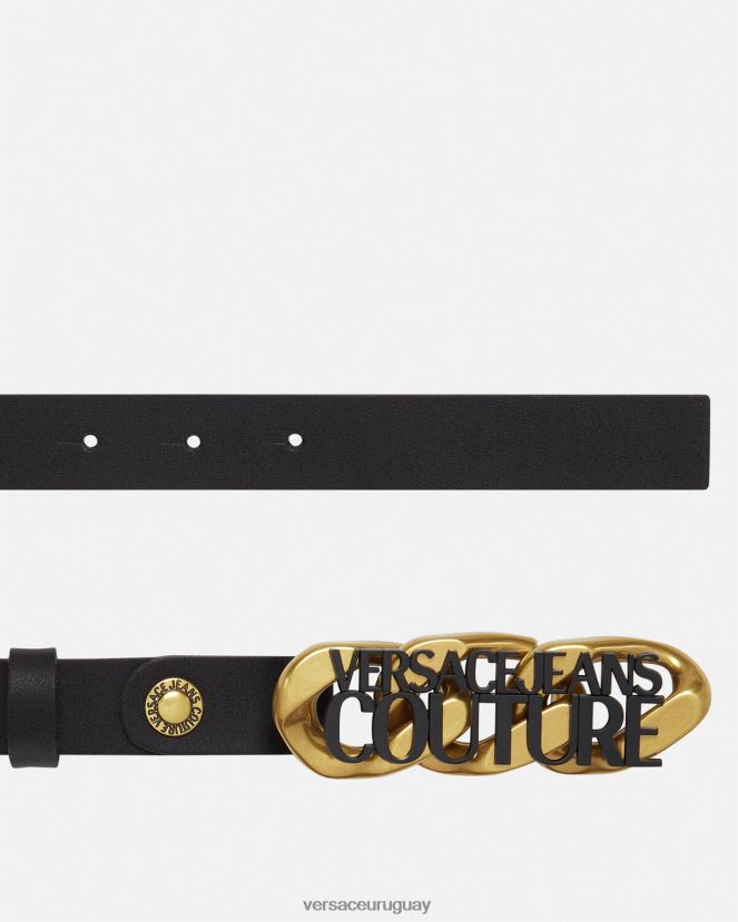 Versace cinturón con cadena y logo mujer negro accesorios H88R0H2328