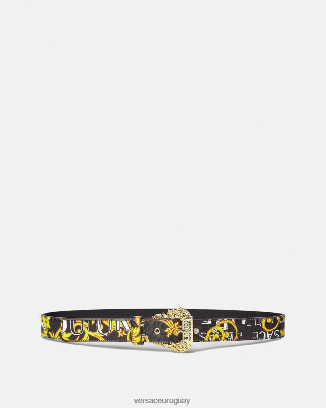 Versace cinturón con logo de alta costura1 mujer oro negro accesorios H88R0H2351