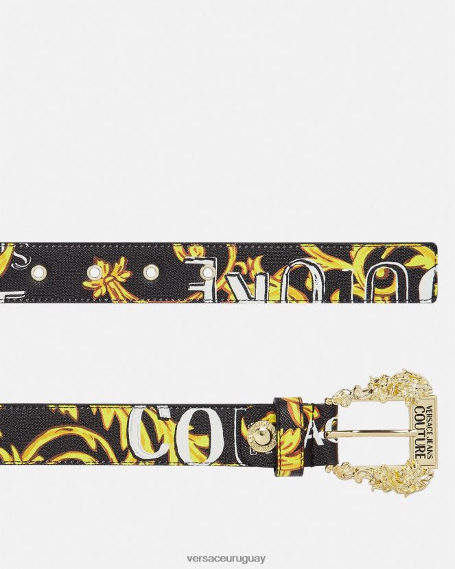 Versace cinturón con logo de alta costura1 mujer oro negro accesorios H88R0H2351
