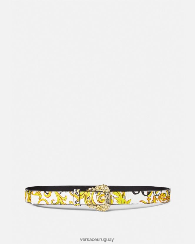 Versace cinturón con logo de alta costura1 mujer oro y blanco accesorios H88R0H2352